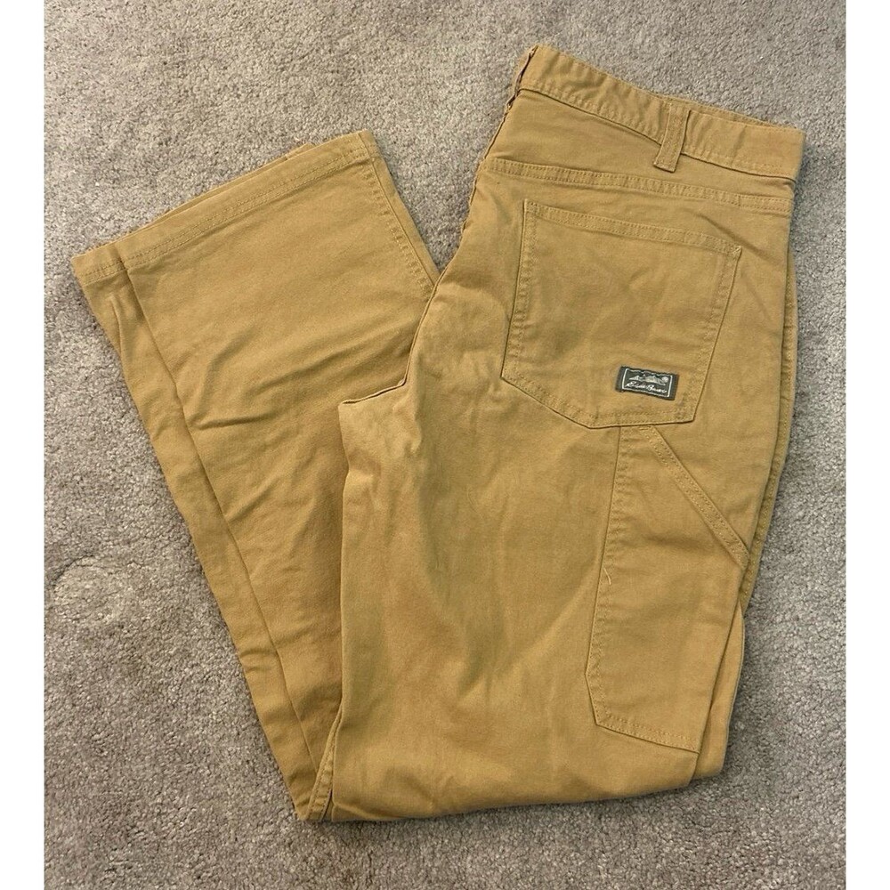 Eddie Bauer Khaki Chino Carpenter Cargo Work Pants 36X32